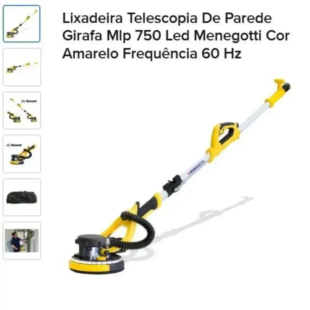 Lixadeira para parede e teto 750W telescópica LED MLP750 Menegotti 220 V — fotografia 9