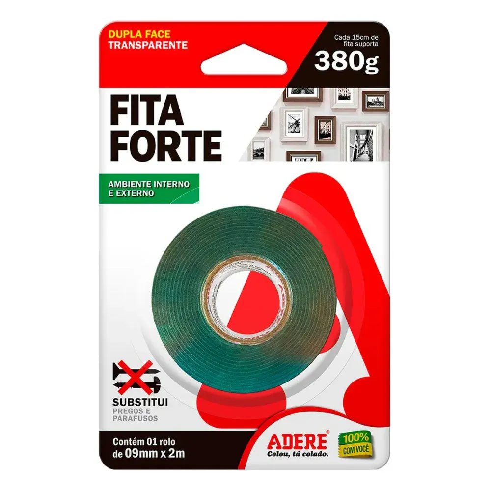 Fita dupla face forte transp 9MMX2M Adere
