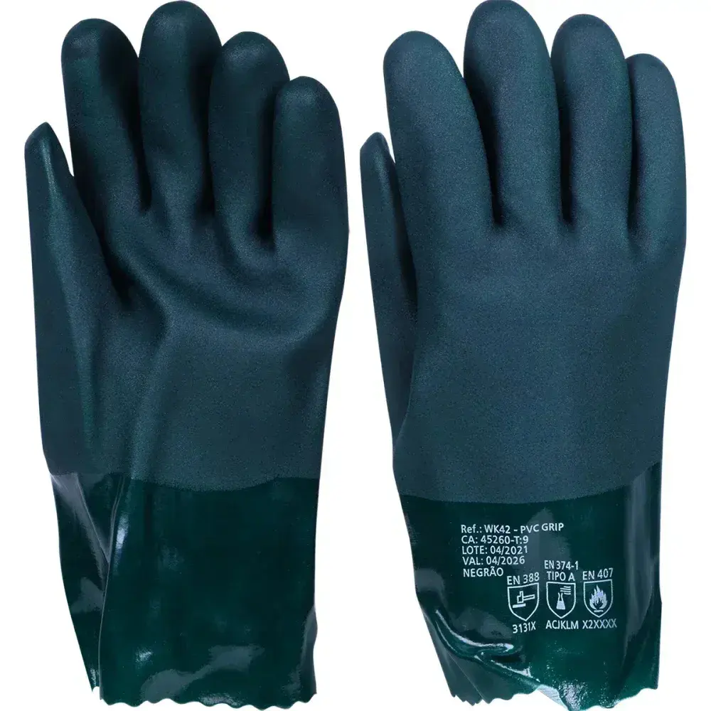 Luva de pvc com forro de poliéster 25CM g verde Worker — fotografia 5