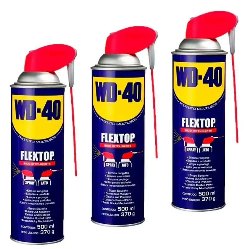 Óleo lubrificante spray multiuso flextop 500 ML industrial bico inteligente 3 unidades WD40 — fotografia de referência