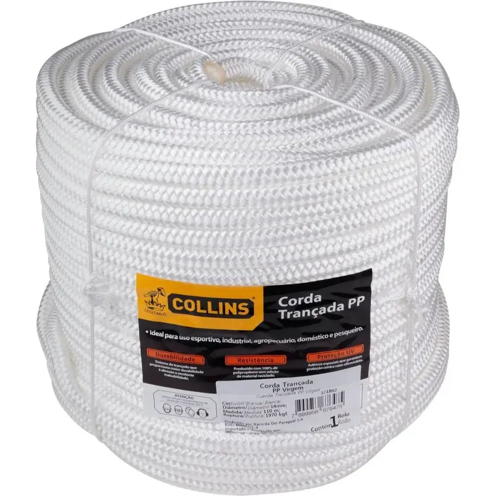 Corda trançada nat polipropileno virgem 14X110M rolo Collins