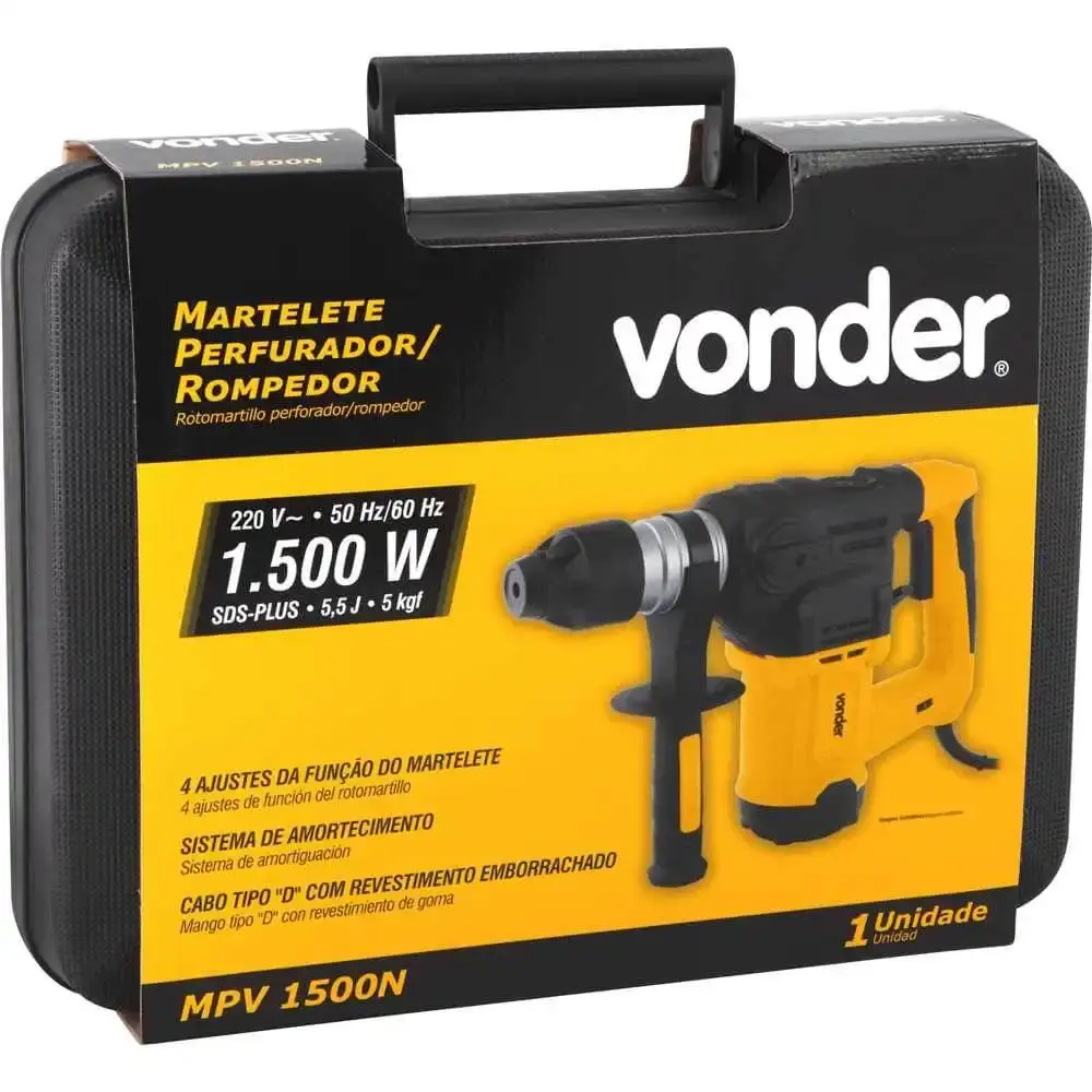 Martelete perfurador e rompedor 1500W com maleta MPV1500 Vonder 110 V — fotografia 9