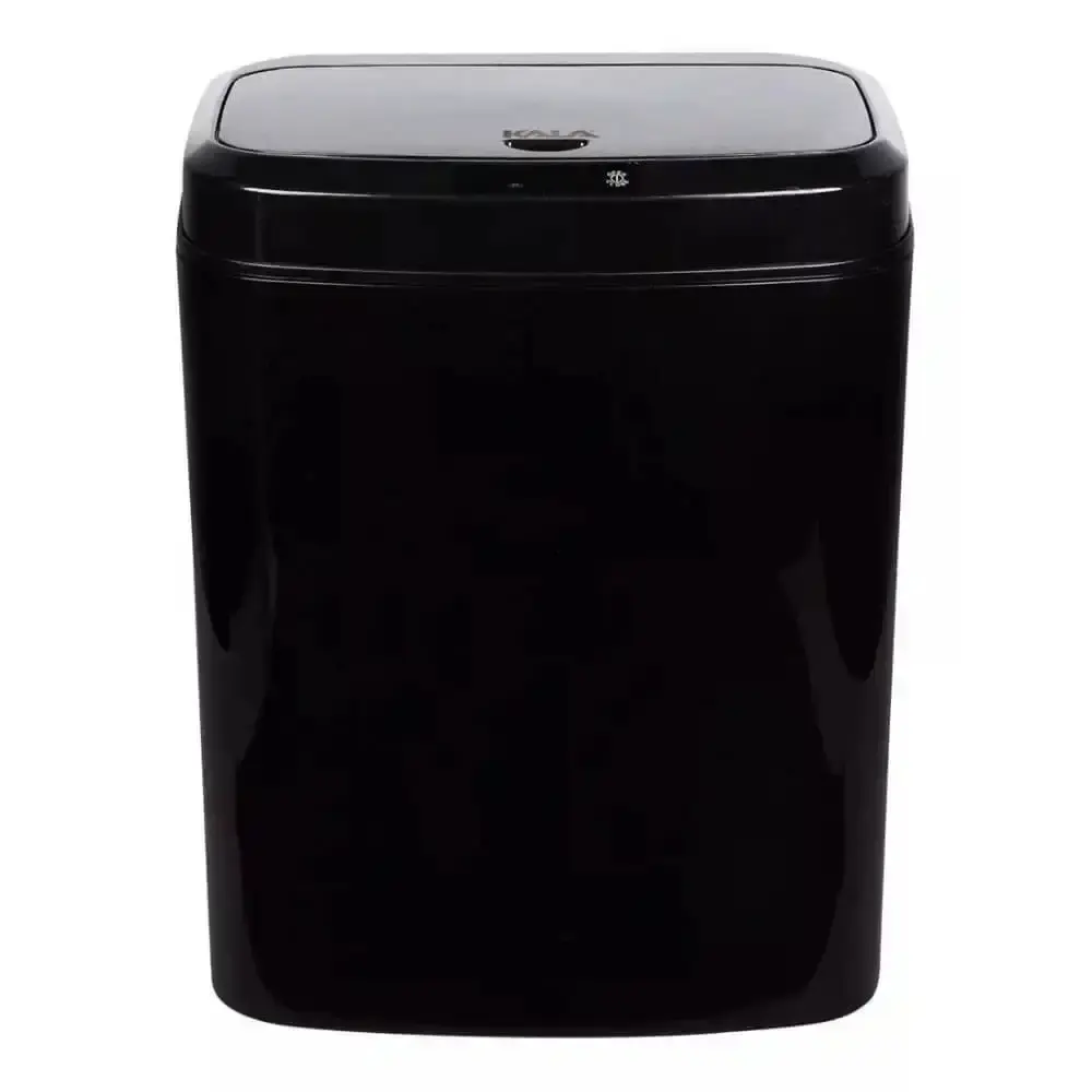 Lixeira automática preta 16 litros USB Kala com suporte para papel higiênico 3 rolos preto evald — fotografia 4