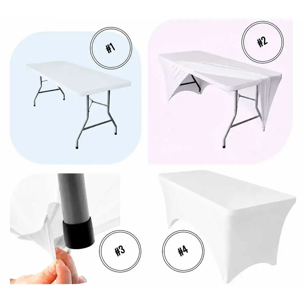 Toalha capa de mesa retangular elástica premium elastano 180 CM casa LYS Branco — fotografia 11