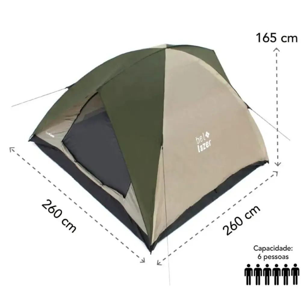 Kit barraca camping 6 pessoas com bomba manual BEL + colchão inflável de casal 191 x 137 BEL — fotografia 5