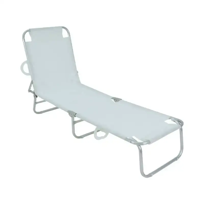 Cadeira espreguiçadeira praia piscina textilene branca 414701 BEL BEL FIX