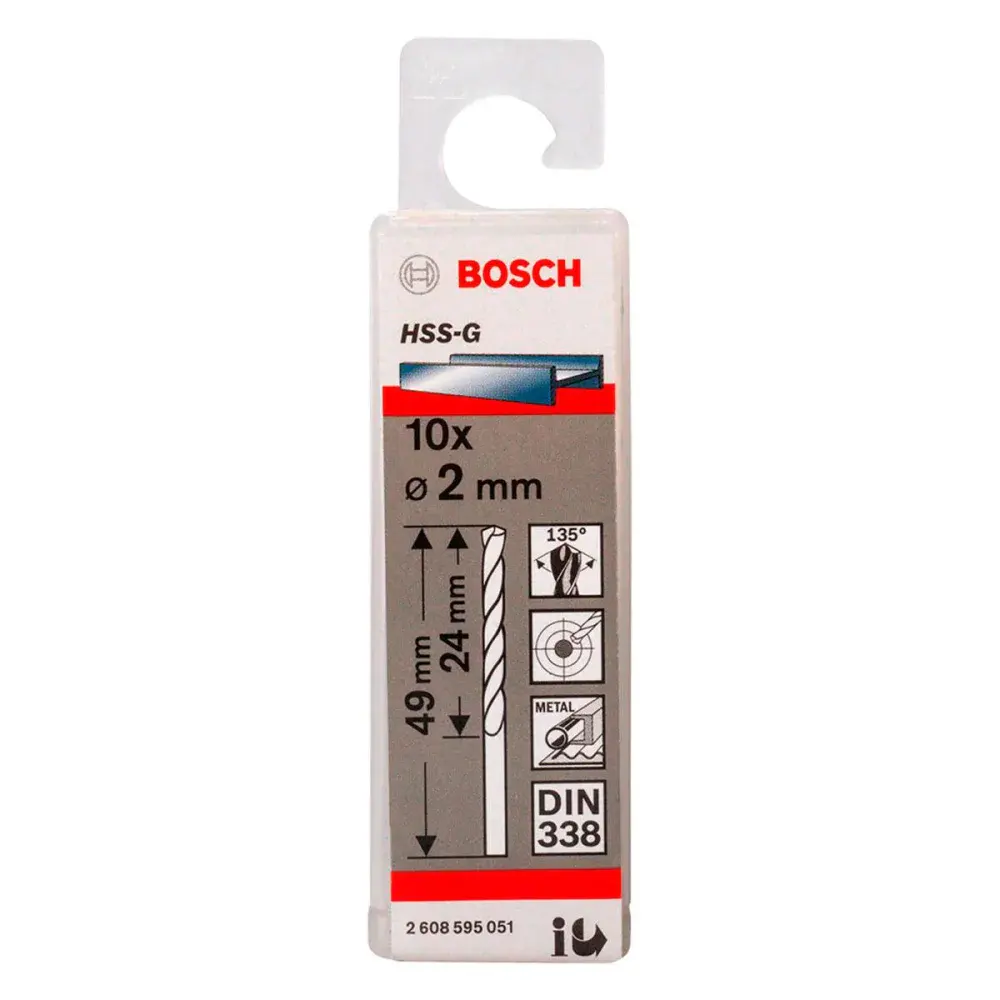 Broca para metal de aço rápido cilíndrico hss-g 2MM Bosch — fotografia de referência