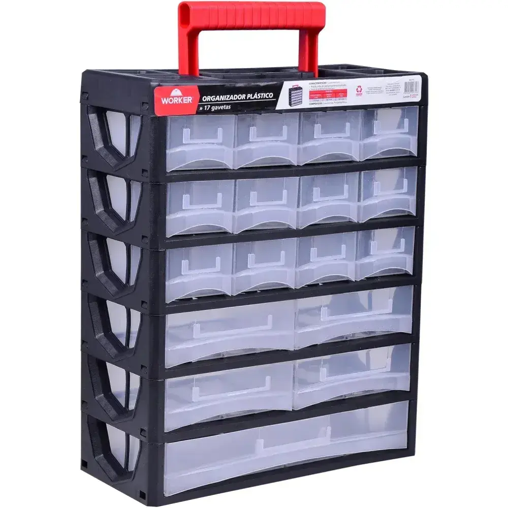 Organizador plástico 17 gavetas 31,5X14X38,5CM Worker — fotografia 6