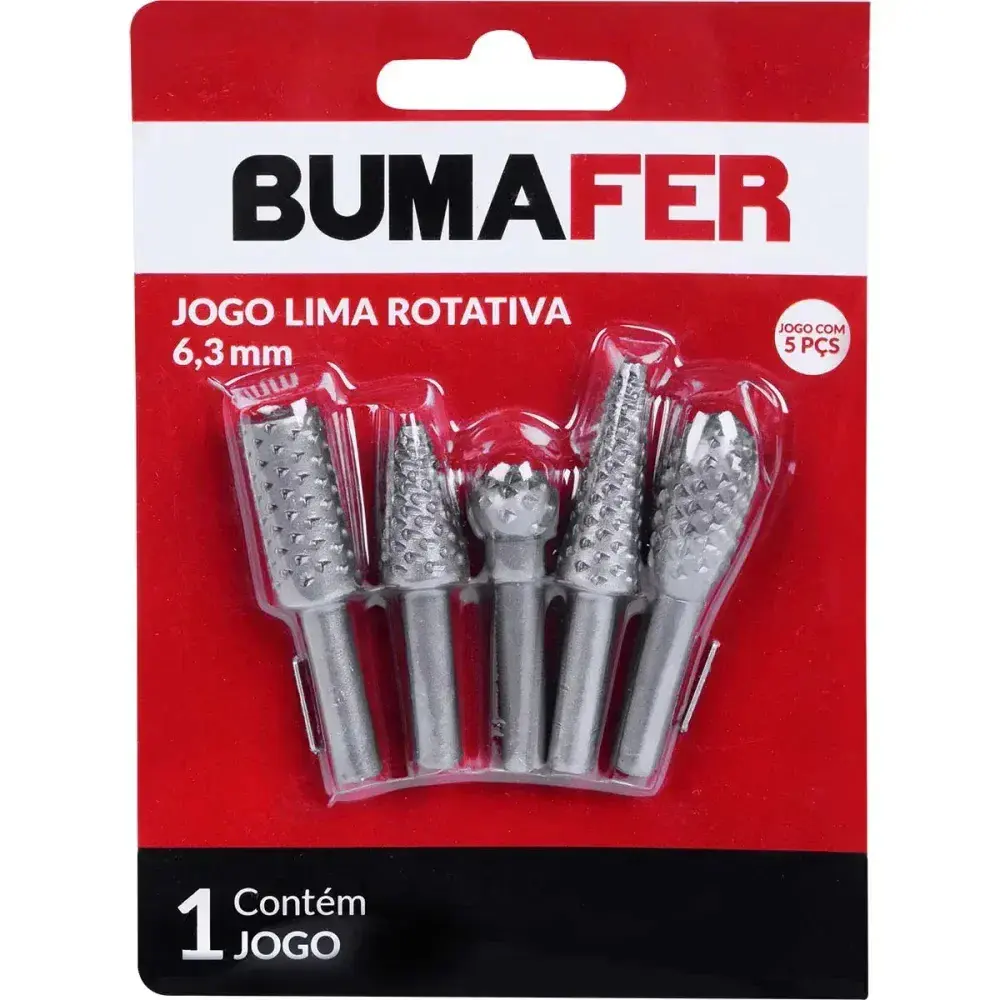 Jogo de lima rotativa em aço 6,3MM com 5 peç Bumafer — fotografia 10