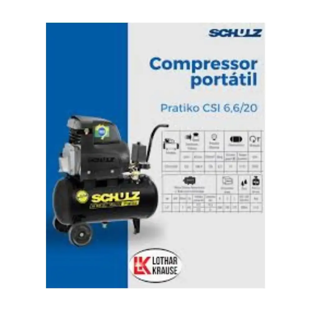 Compressor de ar de pistão 2.0 HP 25 litros 8.6 pés pratiko CSI 8.6|25 Schulz 110V — fotografia 3