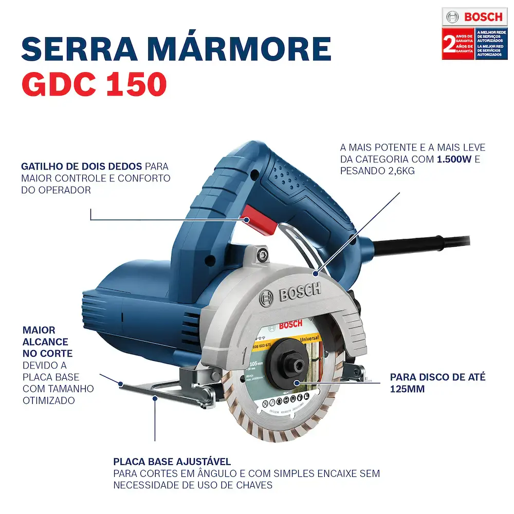 Serra Mármore a seco Bosch GDC 150 TITAN 1500W 220 V — fotografia 9