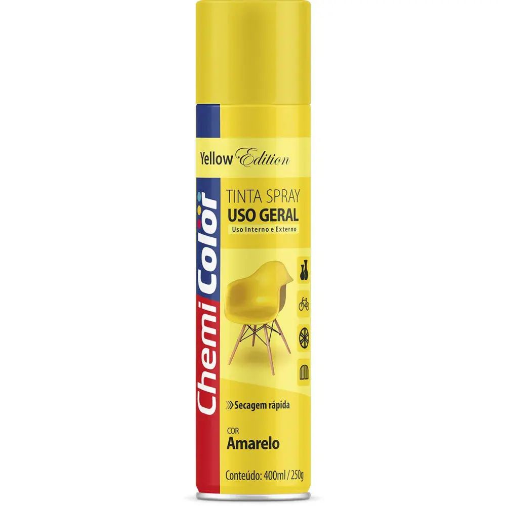Tinta spray uso geral na cor amarelo 400ML Chemicolor