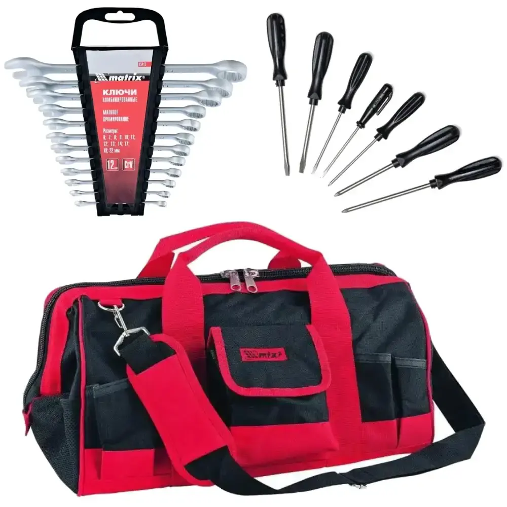 Kit jogo de chaves combinadas de 6 à 22MM + chaves de fenda/phillips com bolsa MTX
