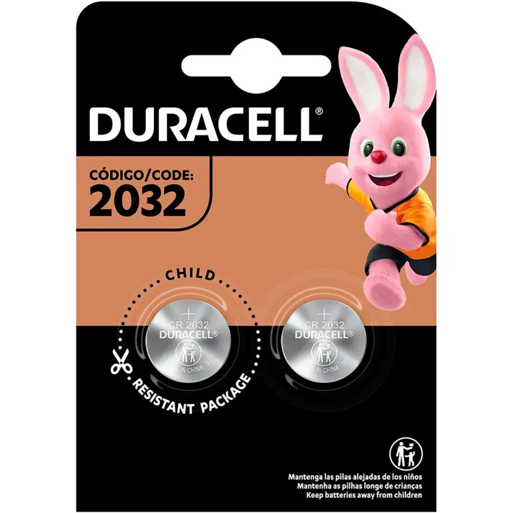 Bateria pilha moeda cr 2032 lithium 3V 2 peç Duracell