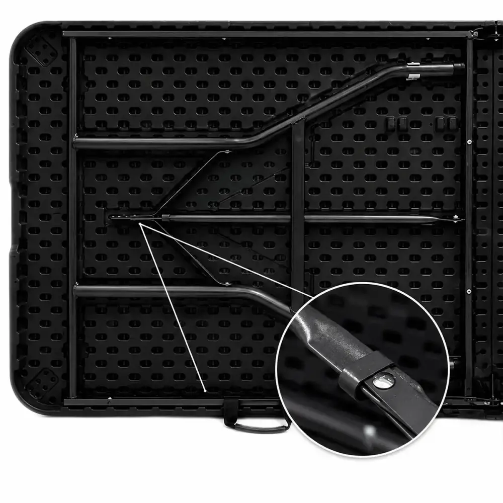 Mesa Dobrável Vira Maleta 180 x 74 CM Portátil até 150 KG Rattan ZELT — fotografia 4