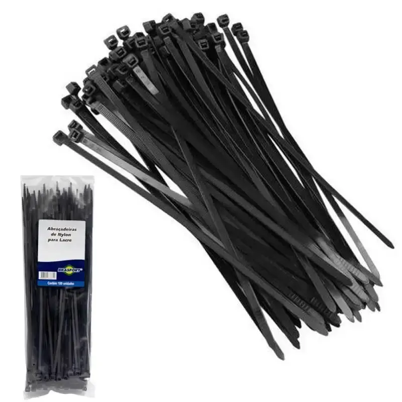 Abraçadeira de Nylon 300 x 4.8 MM Kit 100 Unidades Preto 8871 BRASFORT — fotografia de referência