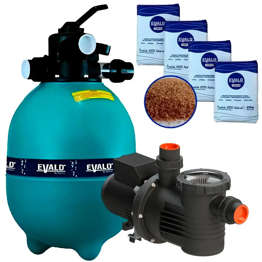 Filtro Piscina com Bomba BPEV-17 3,4 CV e 100 kg Areia EVALD by DANCOR