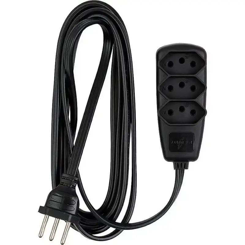 Extensão elétrica 3 metros cabo PP entrada de 3 pinos Daneva
