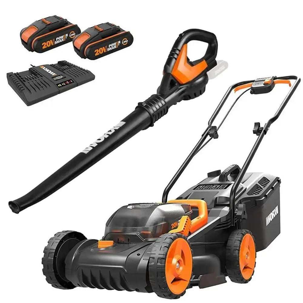Cortador de grama com 2 baterias 20V e carrinho WG779E.2 soprador varredor 20V Worx