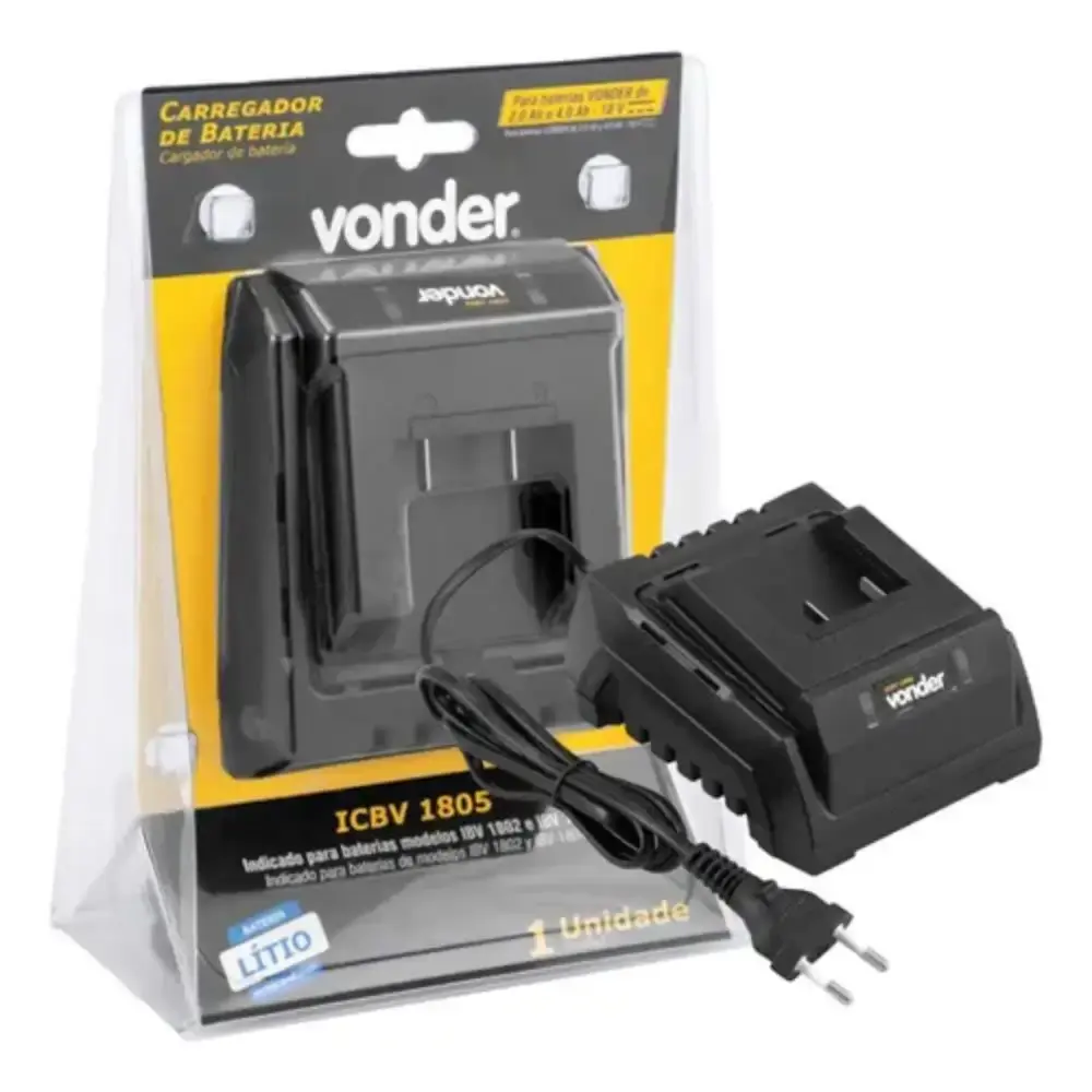 Carregador de bateria 18V intercambiável icbv 1805 bivolt Vonder — fotografia 4