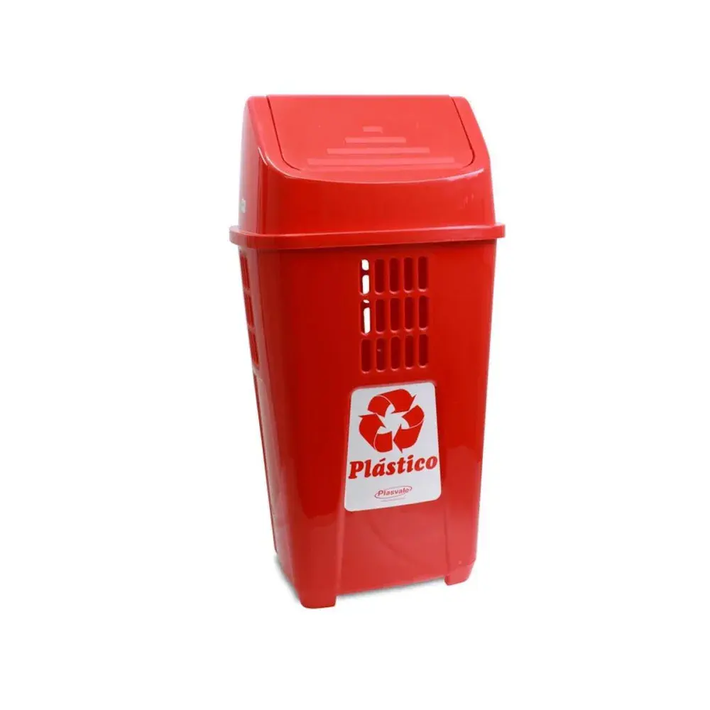 Lixeira basculante 50L vermelha Plasvale