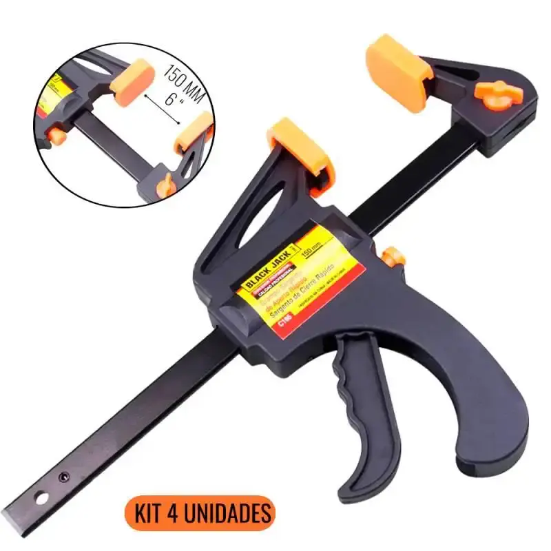 Kit 4 Grampos Tipo Sargento de Aperto Rápido 6 POL (150 mm) C165 BLACK JACK