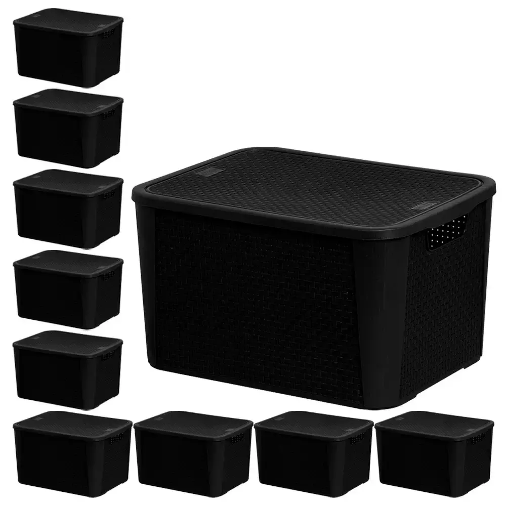 Caixas organizadoras rattan 42 litros 2071 10 unidades Plasnew