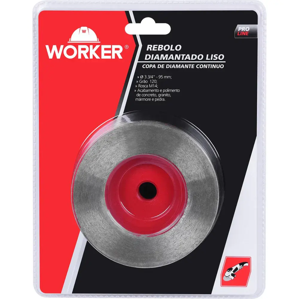 Rebolo diamantado liso 13.200RPM M14 95MM grão 120 Worker — fotografia 4