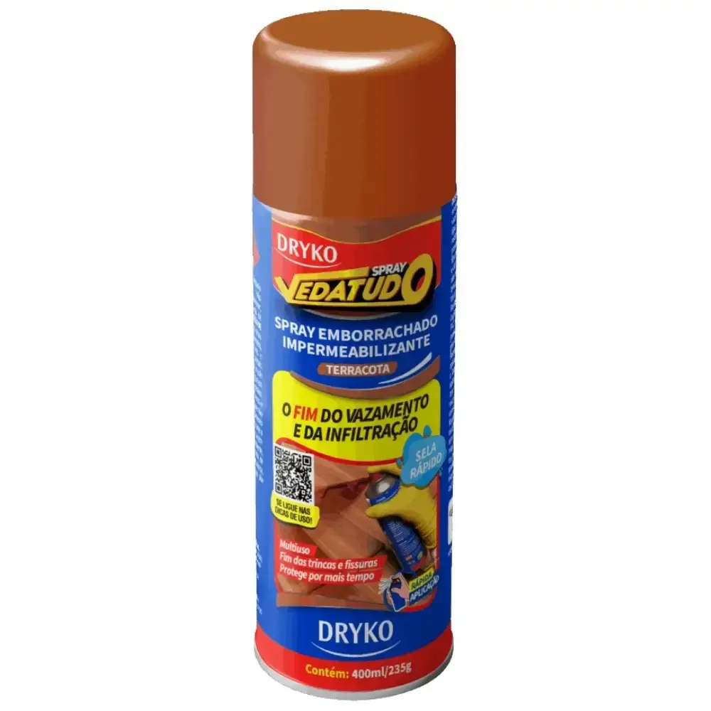 Spray emborrachado impermeabilizante 400 ML cor terracota Dryko