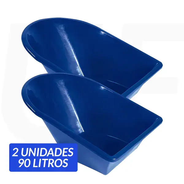 2UND caçamba plástica carrinho de mão 90 litros s/furos azul - Metasul