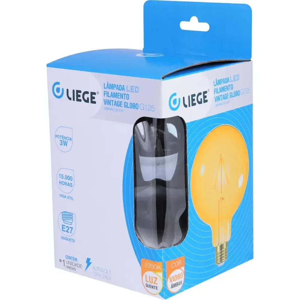 Lâmpada led filamento vintage globo G125 bivolt Liege — fotografia 10