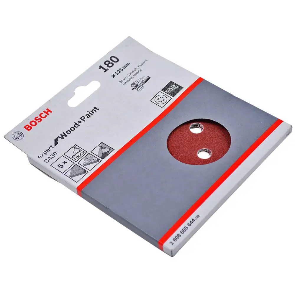 Lixa disco velcro para madeira 5 peç 125MM G180 Bosch — fotografia 4