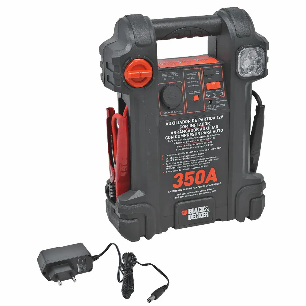 Auxiliar de partida e compressor inflador JS350CC blackdecker Black & Decker — fotografia 2
