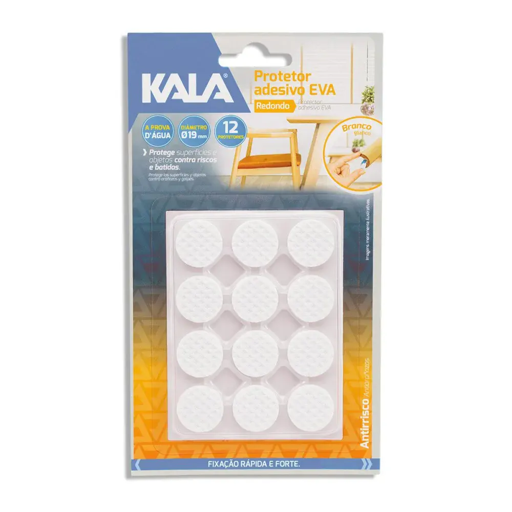 Protetor adesivo eva Kala branco redondo 19MM 12 pcs