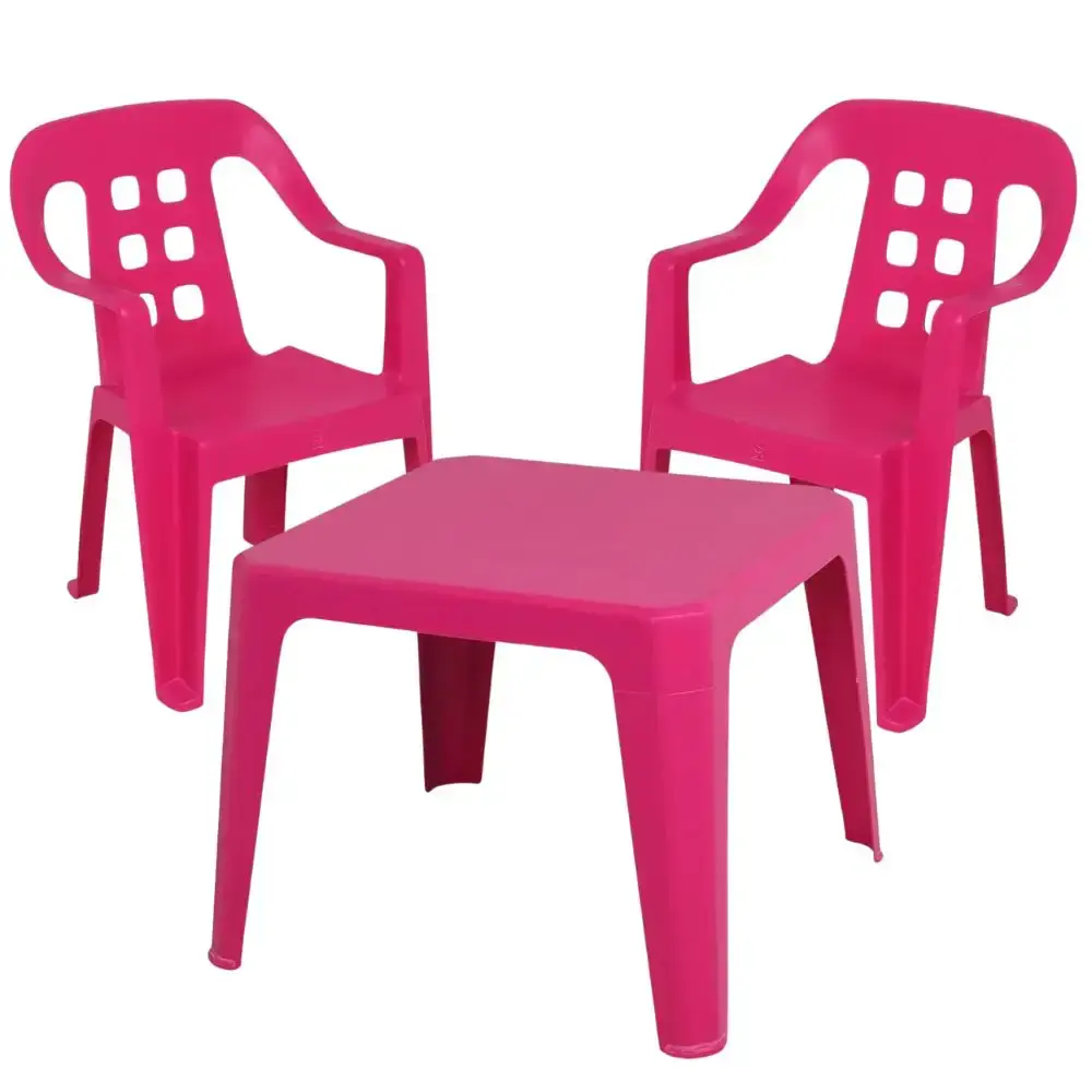 Mesa Play Infantil 61 x 46cm Rosa com 2 Cadeiras de Plástico Infantil Rosa BEL Belfix