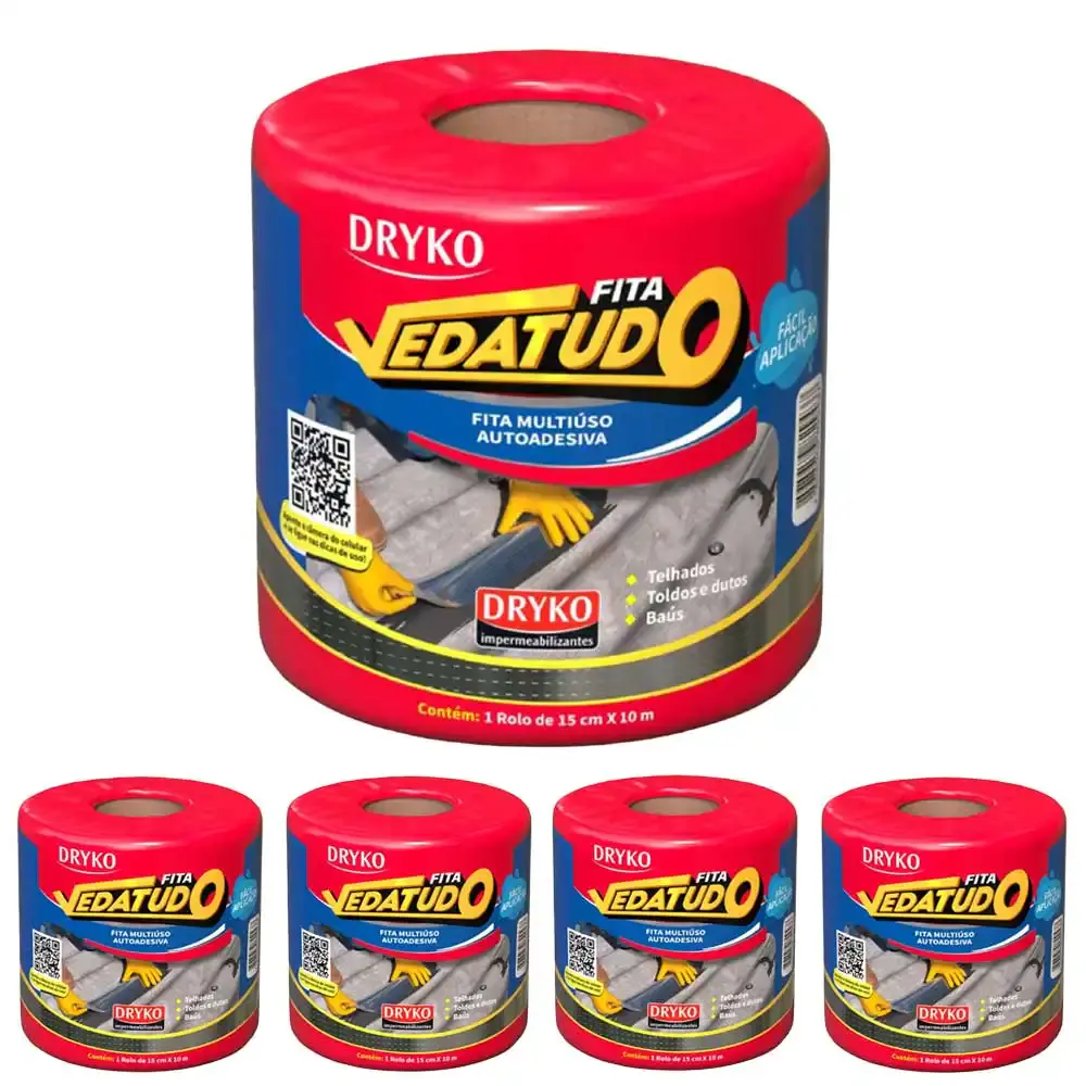 Fita Asfáltica Vedatudo 15 cm x 10 m 5 Unidades DRYKO — fotografia de referência