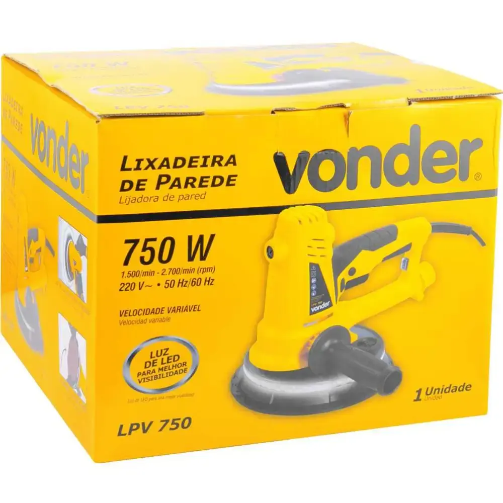 Lixadeira de parede e teto 750W com LED e saco de aspiração LPV 750 Vonder 220 V — fotografia 6