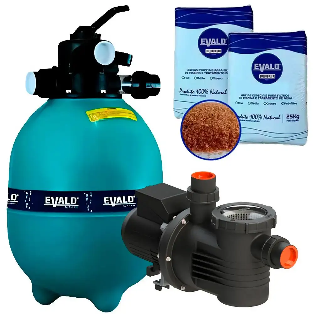 Filtro Piscina FPEV-12 com Bomba BPEV-17 1/3 CV e 50 kg Areia EVALD by DANCOR