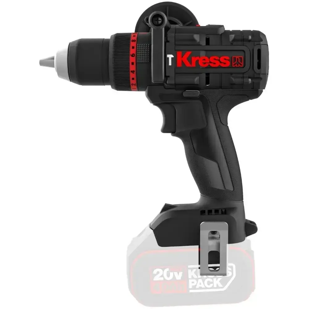 Esmerilhadeira angular 5 POL e parafusadeira impacto 1/2 POL com 2 baterias 20V e carregador Kress — fotografia 3
