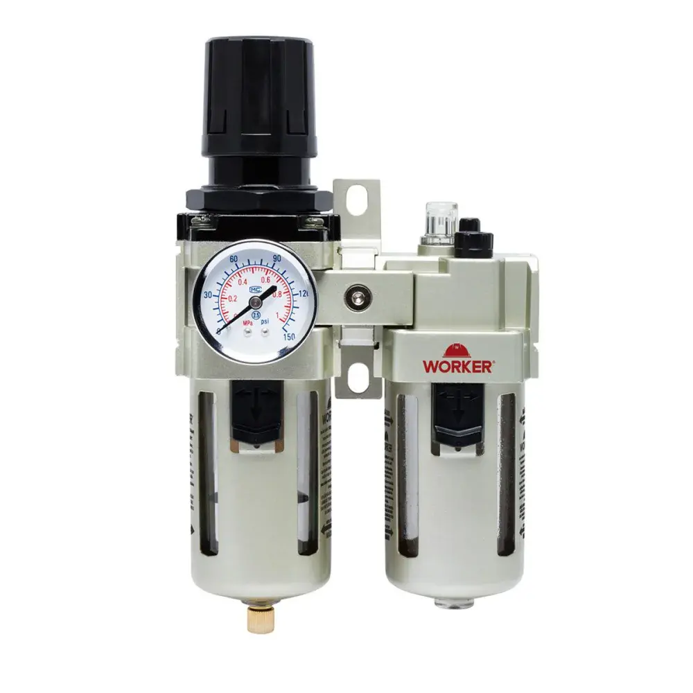 Filtro regulador lubrificador de ar 1/2”NPT 10BAR Worker — fotografia de referência