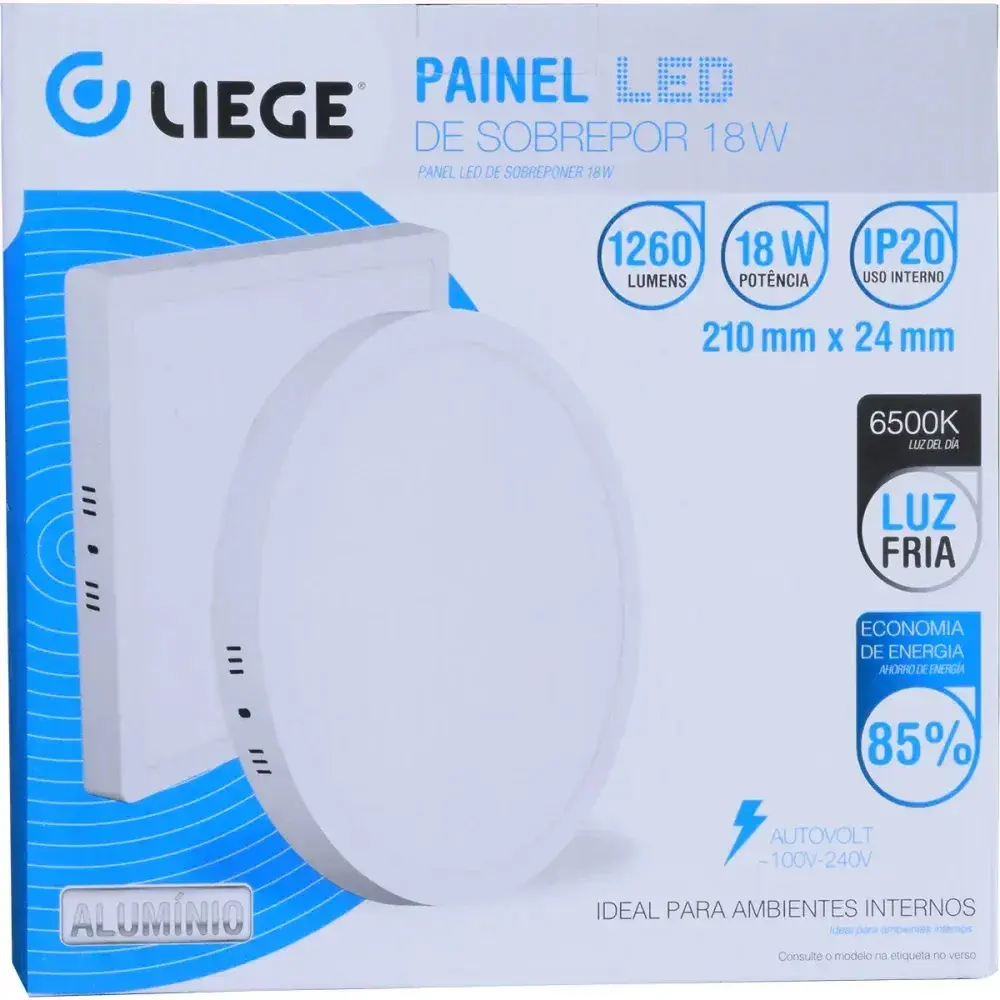 Painel de led redondo sobrepor 18W branco biv Liege — fotografia 6