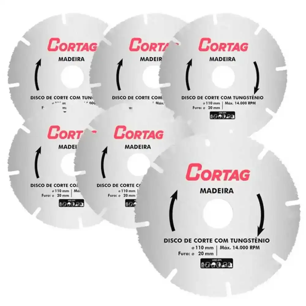 Disco de corte diamantado 4.3/8 POL com tungstênio 61346 kit com 6 peças cotag