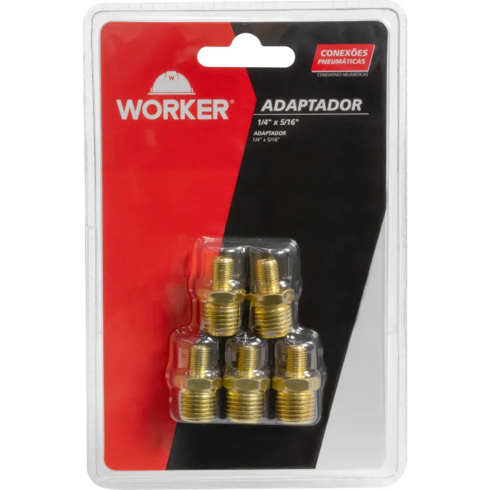 Adaptador npt 1/4"X5/16" 5 peças Worker — fotografia de referência