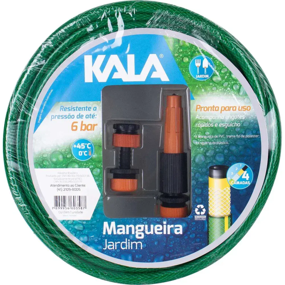 Kit mangueira jardim reforçada verde 4 camadas 10M Kala — fotografia 5