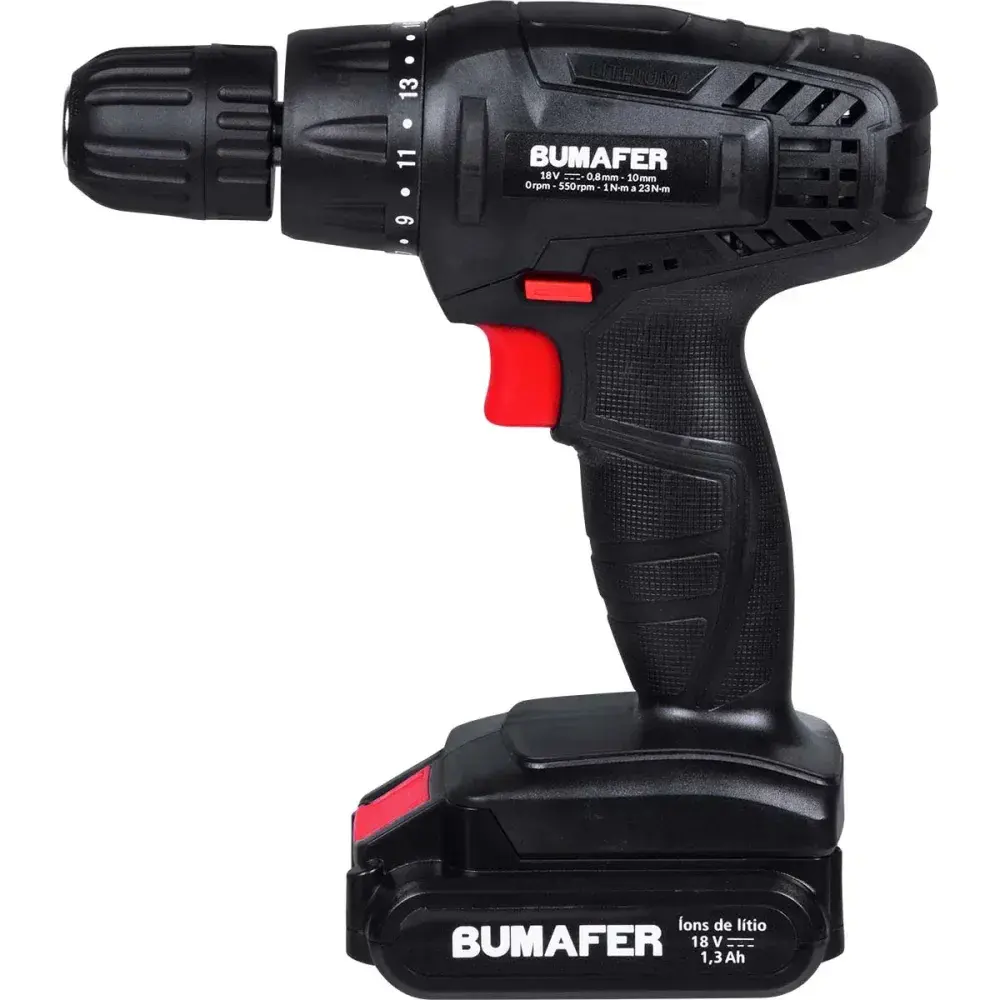Parafusadeira furadeira a bateria 13AH 10MM 18V bivolt Bumafer — fotografia 10