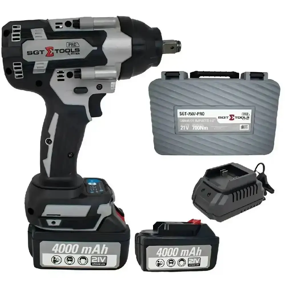 Chave de impacto 700NM com 2 baterias 21V maleta Sigma e jogo soquetes 15 pçs evald — fotografia 3