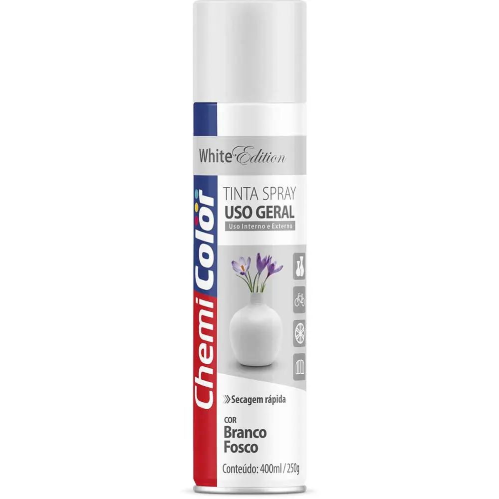 Tinta spray uso geral branco fosco 400ML da Chemicolor