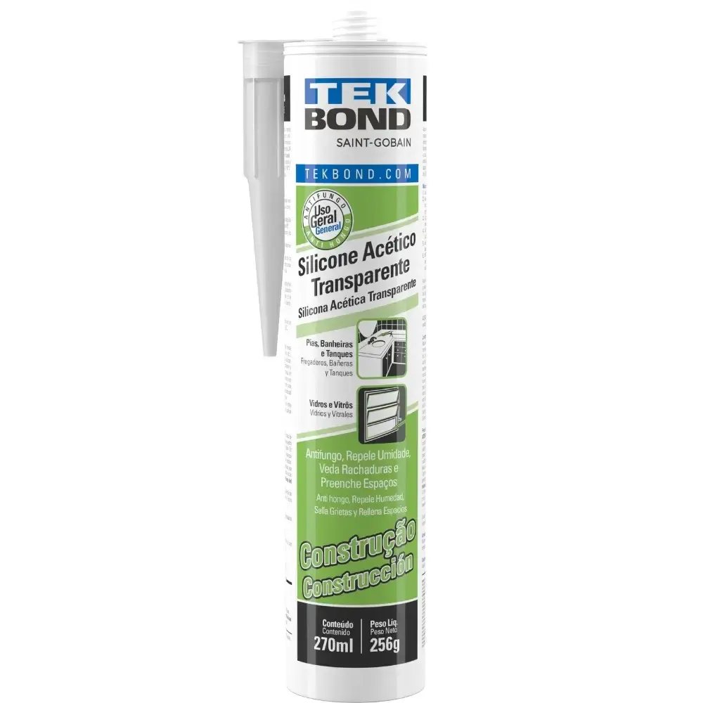 Silicone tubo construção incolor acético 256G tekbond TEK Bond