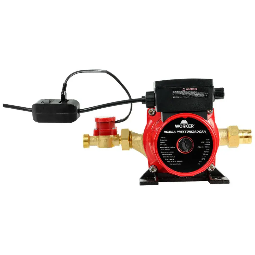 Bomba pressurizada com 3 níveis 100MCA 1/2HP Worker