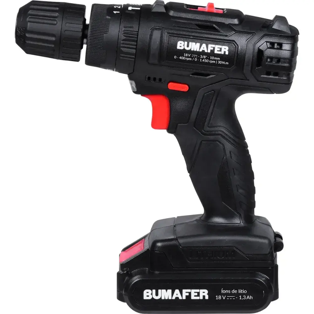 Parafusadeira de impacto a bateria 30NM 18V 18 peç Bumafer — fotografia 8